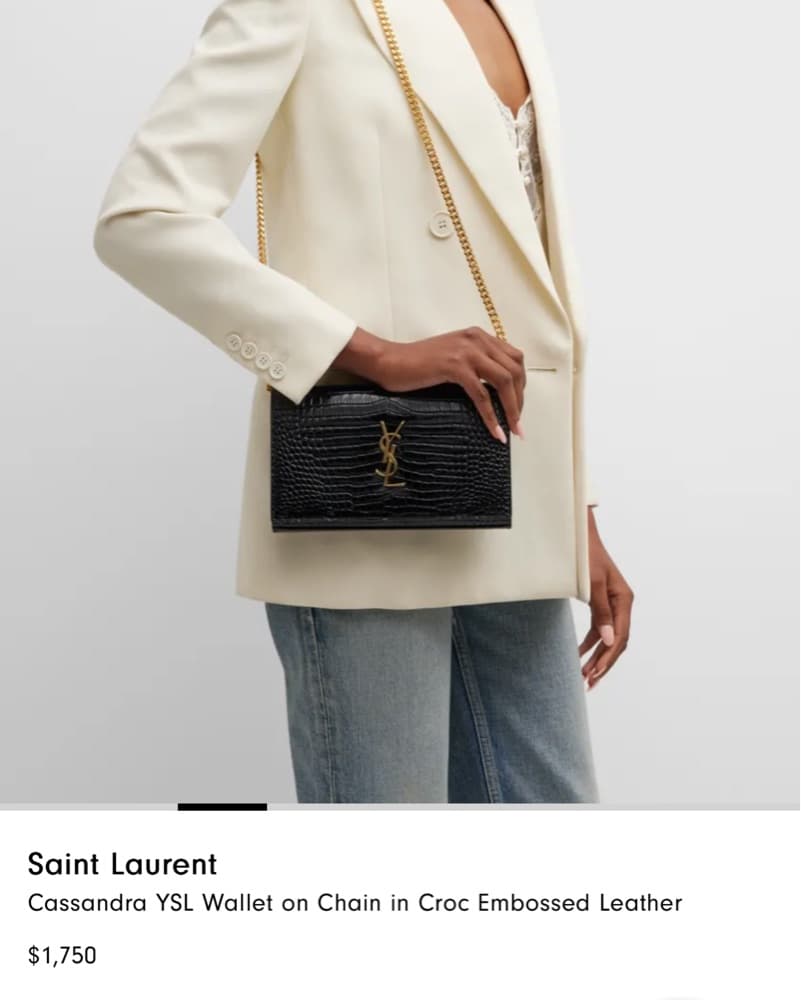 YSL Patent Croc w Gold Chain - Image 3