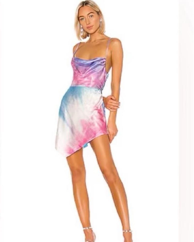 Tie Dye Satin Dress - Image 4
