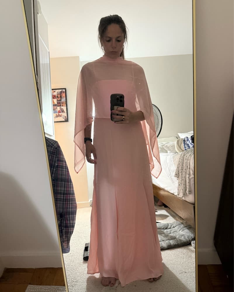 Elegant Pink Blush Chiffon Maxi Dress - Image 3