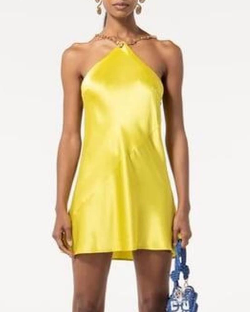 Cult Gaia Minna Chain-Trimmed Satin Mini - Image 1