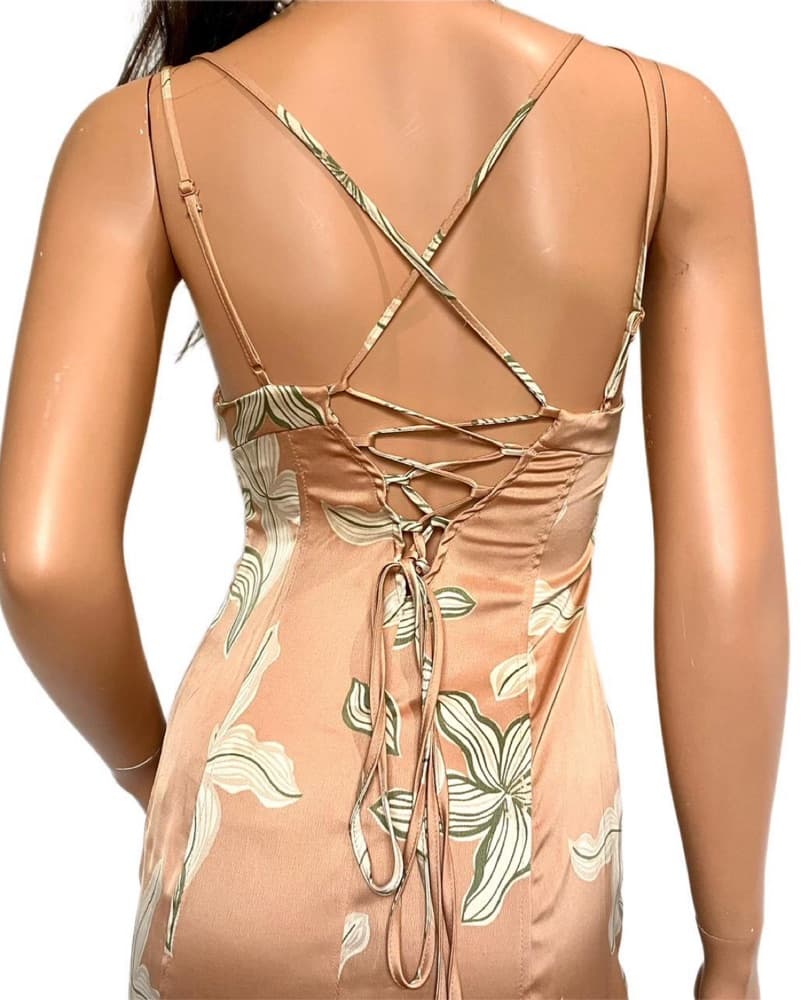 UO First Light Peach Floral Midi Dress - Image 4