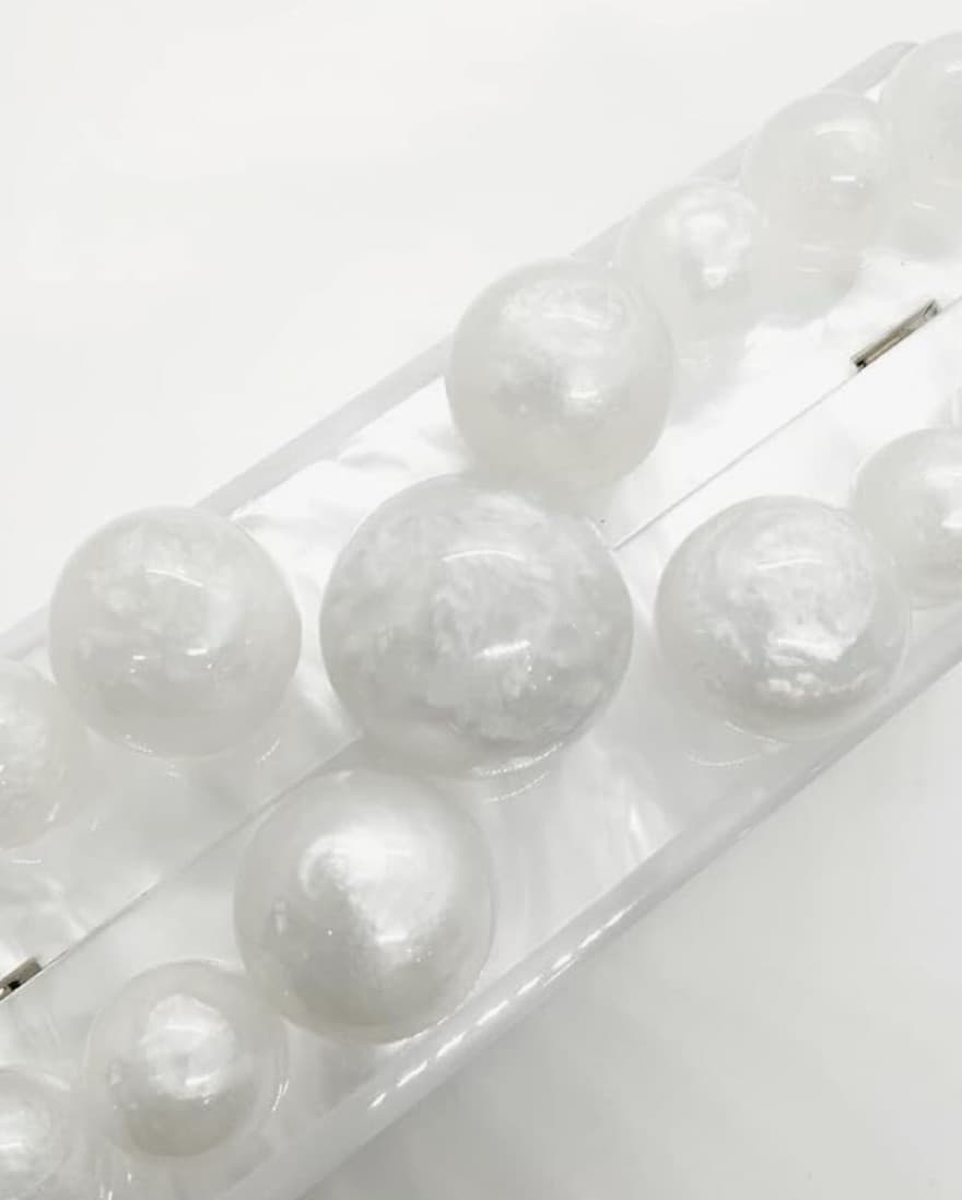 White Acrylic Evening Clutch Bag - Image 4