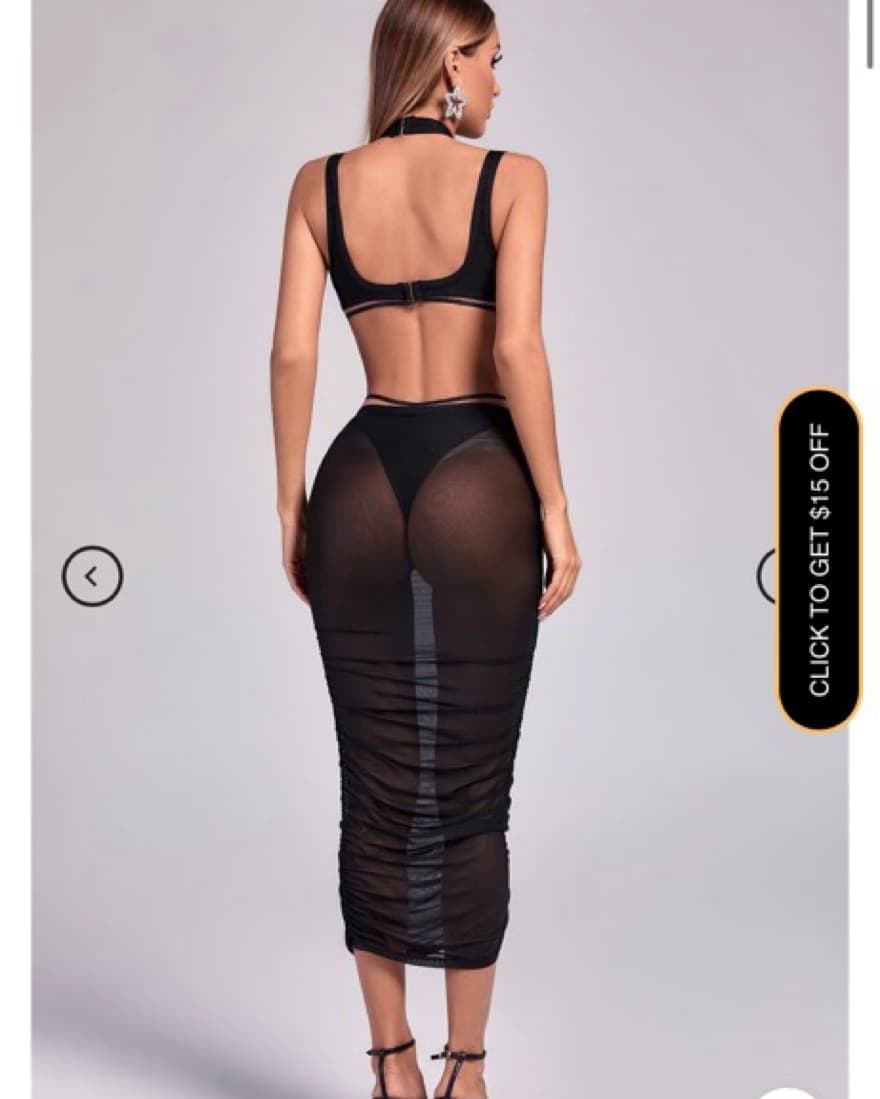 Black Mesh Dress - Image 2