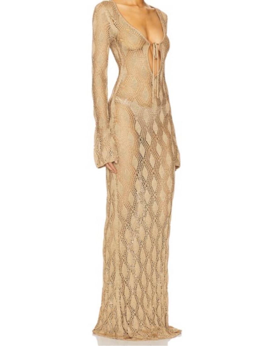 Lovers & Friends Gold Maxi Dress - Image 2
