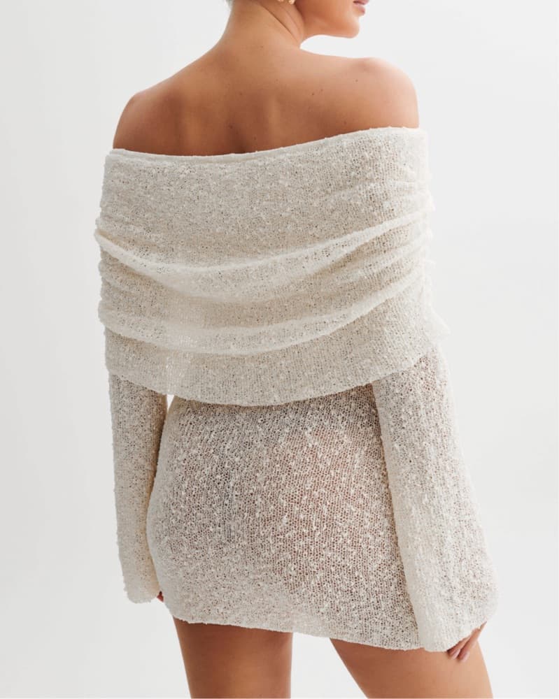 Marisol Off Shoulder Boucle Mini Dress - Image 2