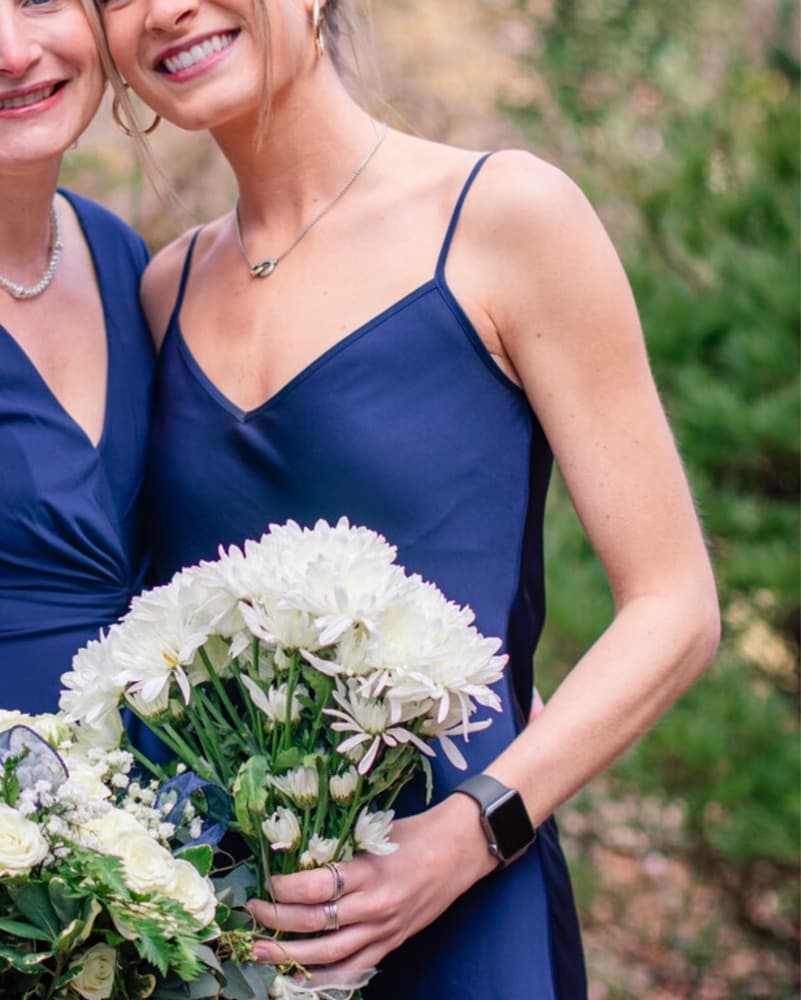 Navy Satin Dress - Image 3