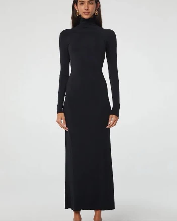 Open Back Black Midi Dress - Image 2