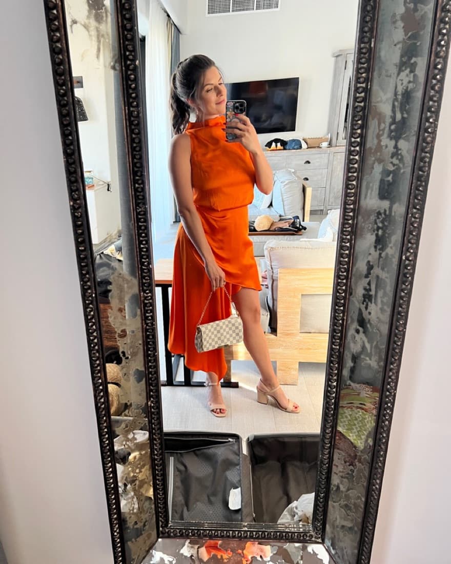 ELLIAT silky orange asymetrical dress - Image 2