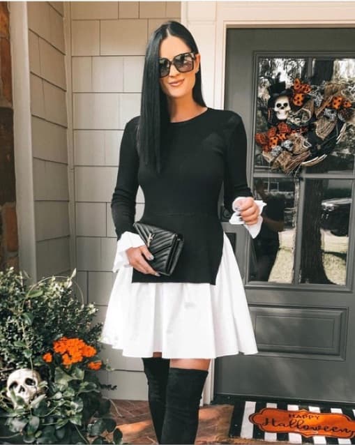 Black Combo Knit Poplin Dress - Image 3