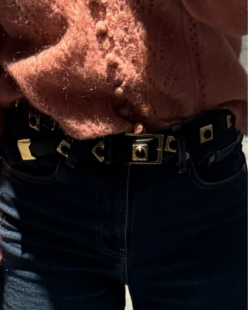 No .2 Black & Gold Studded Belt  - Image 3