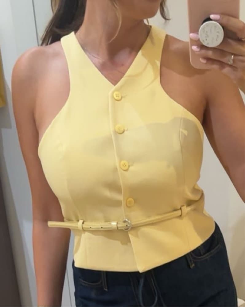Chic Yellow Zara Peplum Vest - Image 1