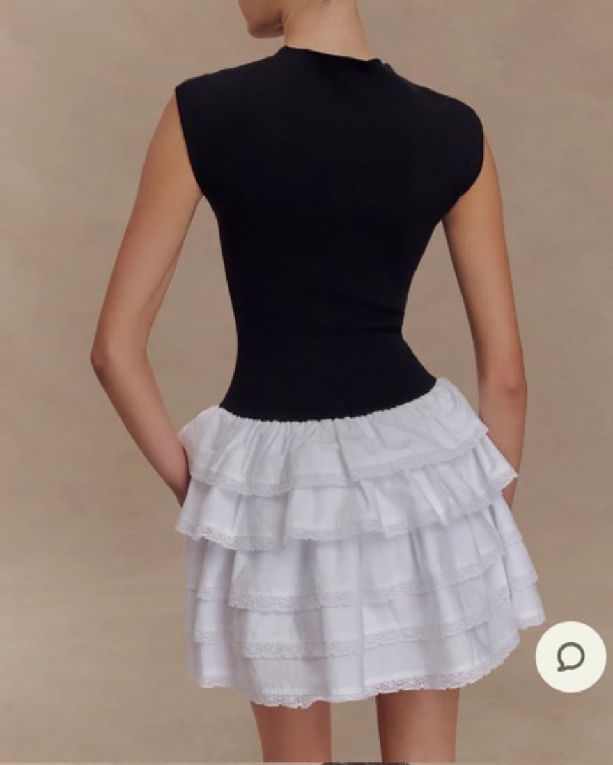 Elegant Black and White Ruffle Dress - Image 2