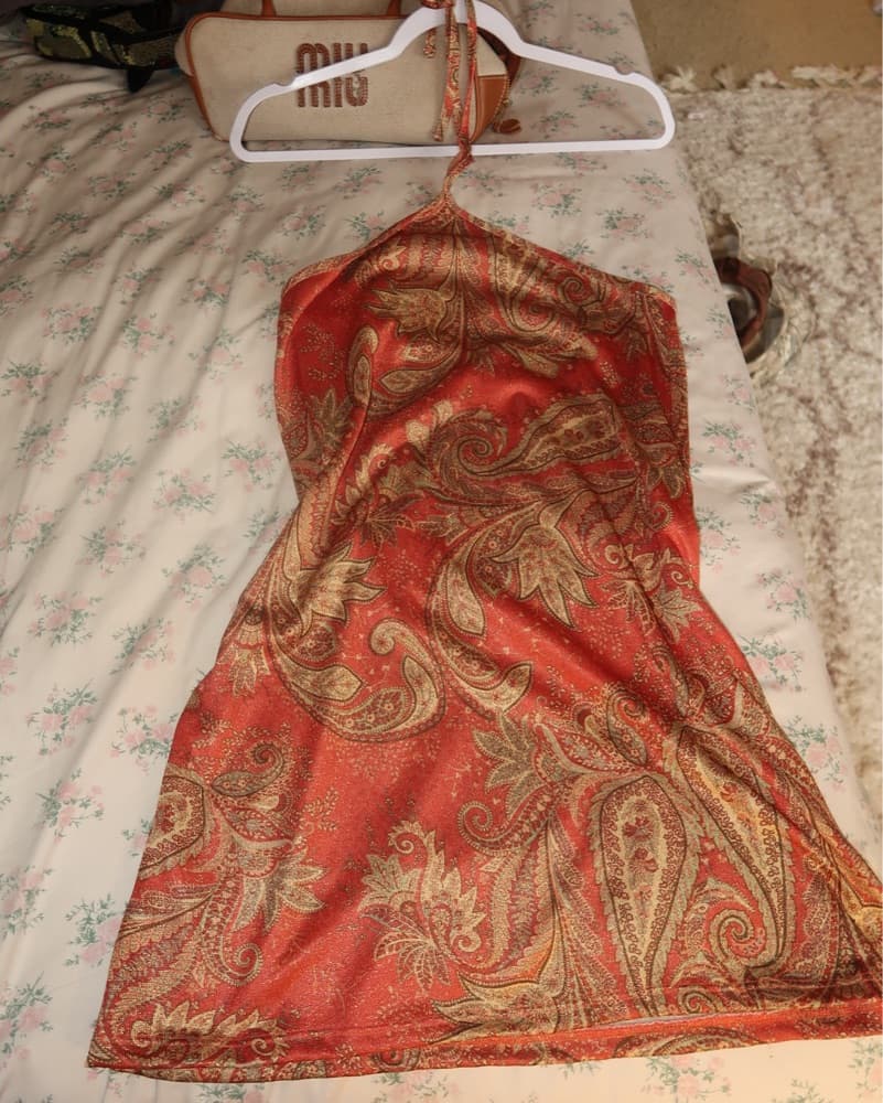 Vibrant Sparkle Paisley Halter Dress - Image 1