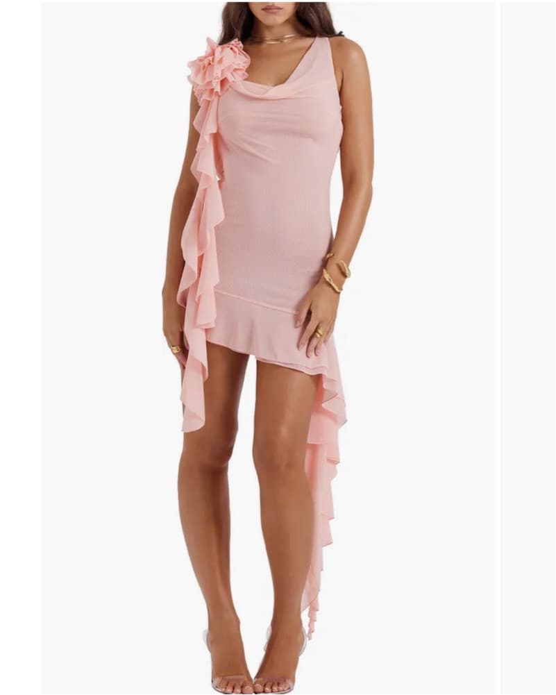 House of CB Ruffled Asymmetric Dress - Image 4