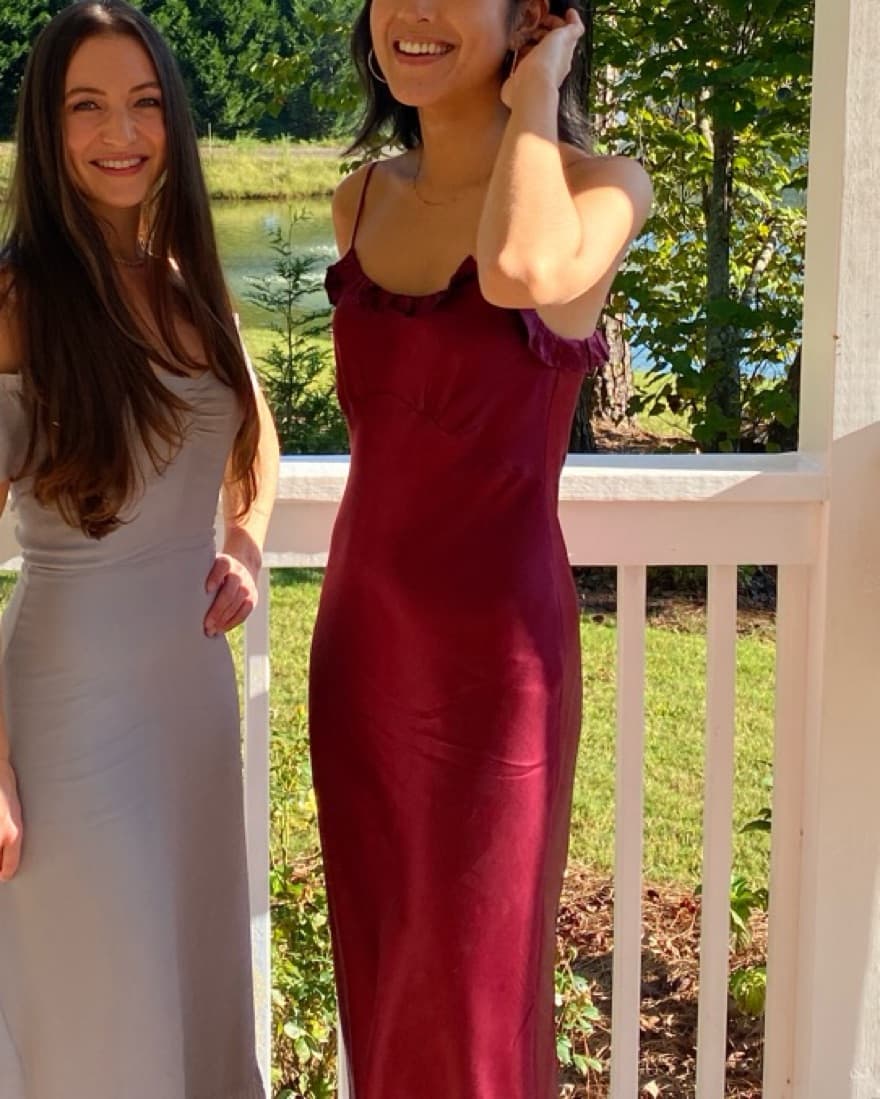 Maroon Reformation Silk Dress - Image 6
