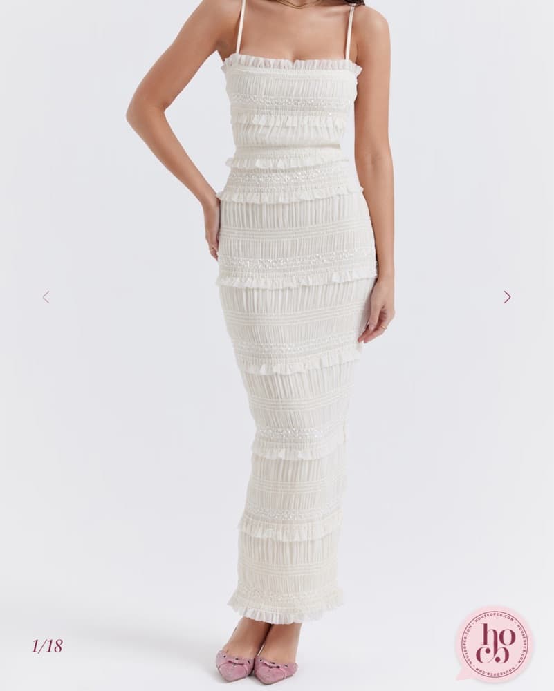 Solana Ivory Sequin Pleat Maxi Dress - Image 1