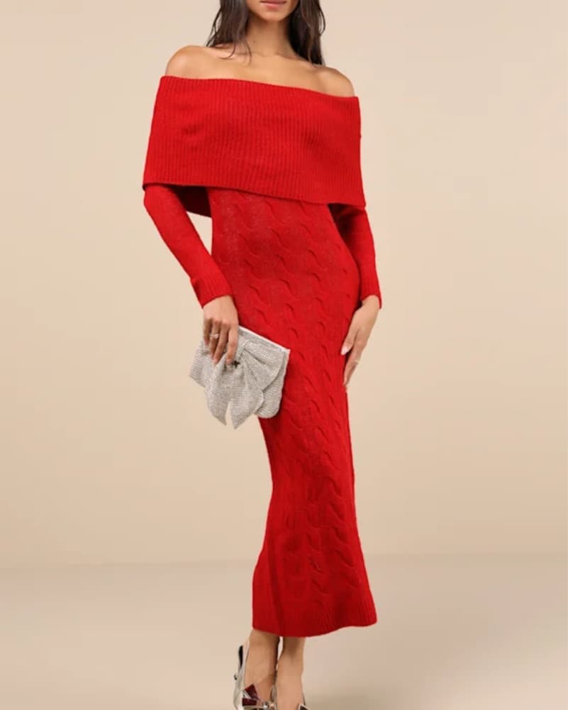 Cozy Excellence Red Sweater Dress - Image 1