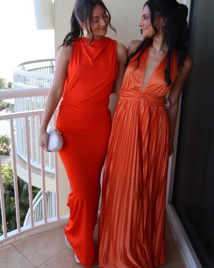 Red Orange Backless Dress - Image 6