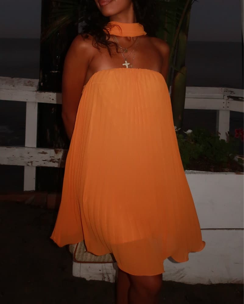 Orange Mini Halter Dress  - Image 2
