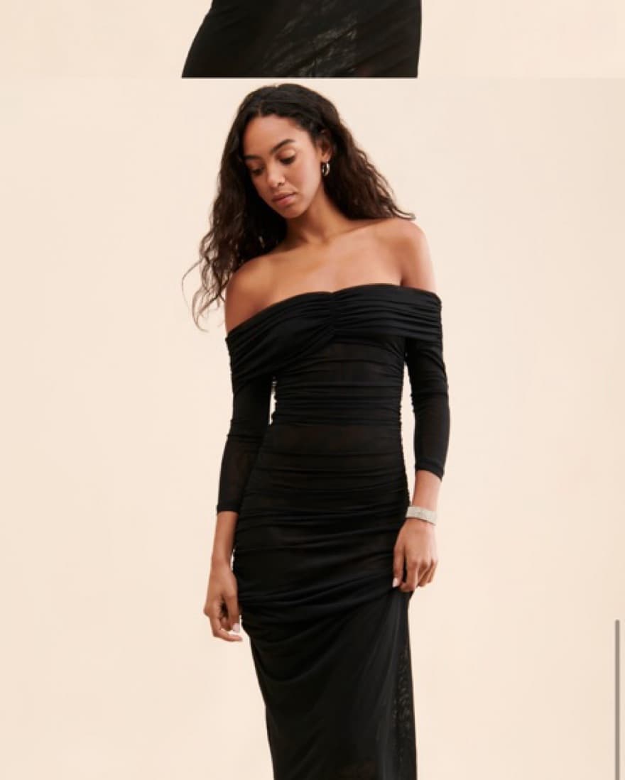 Sophisticated Black Off-Shoulder Dress - Image 3
