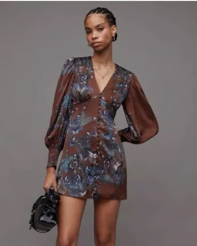 All Saints Floral Puff Sleeve Dress - Image 2