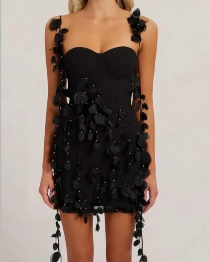 Black Petal mini dress - Image 1