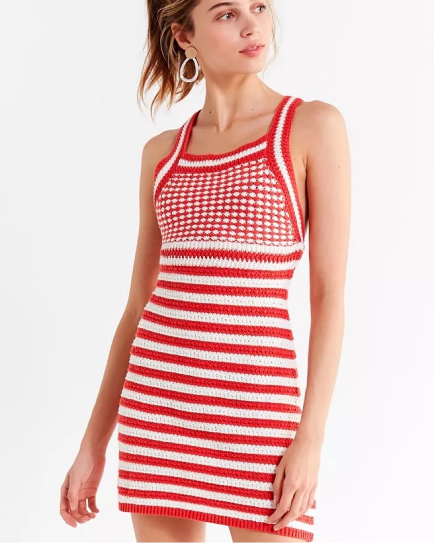 Maura Striped Crochet Mini Dress - Image 1