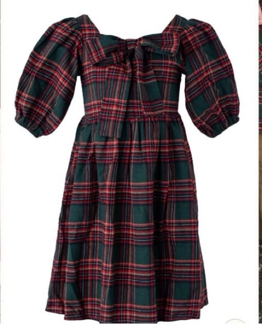 Plaid Dress And Hair Bow - Image 3