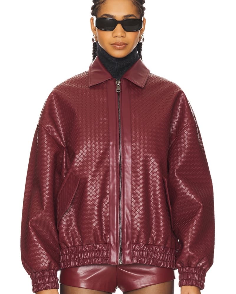 Red wine faux leather jacket - Image 2
