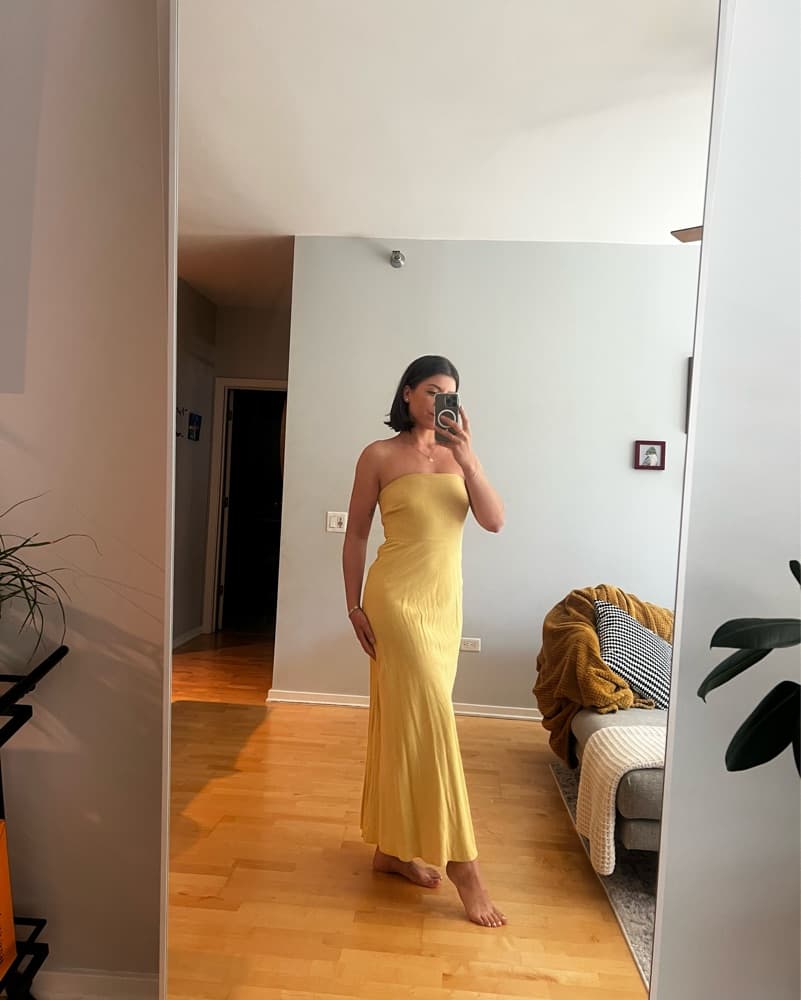 Linen Strapless Dress - Image 3