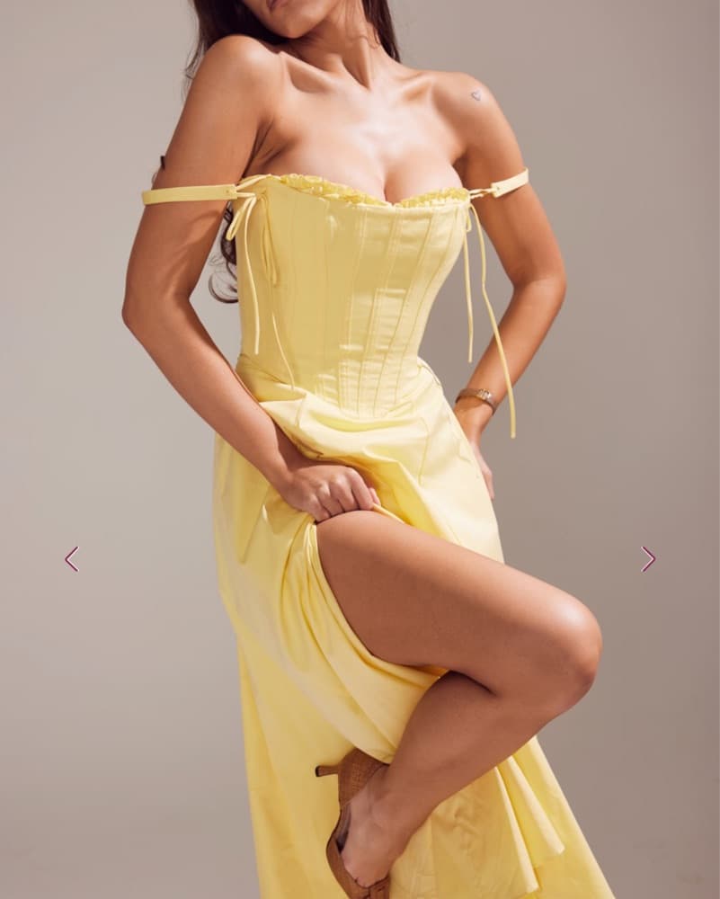 House Of CB Yellow Ruffle Midi Dress - Image 2