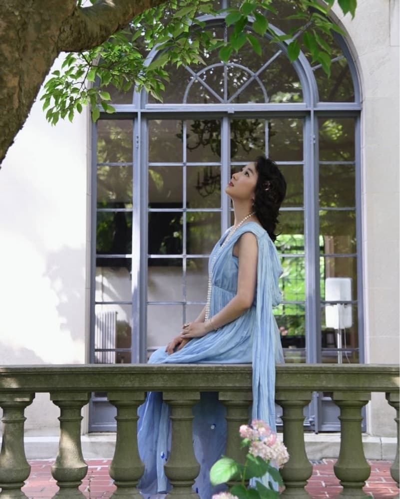 Ethereal Pleated Blue Gown - Image 3