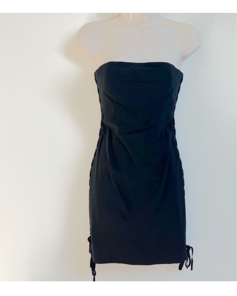 Y2K Black Express Lace up dress - Image 1
