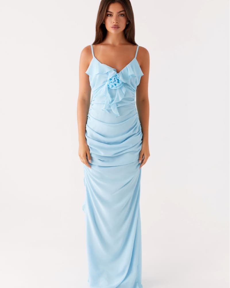Blue Low Back Dress - Image 4