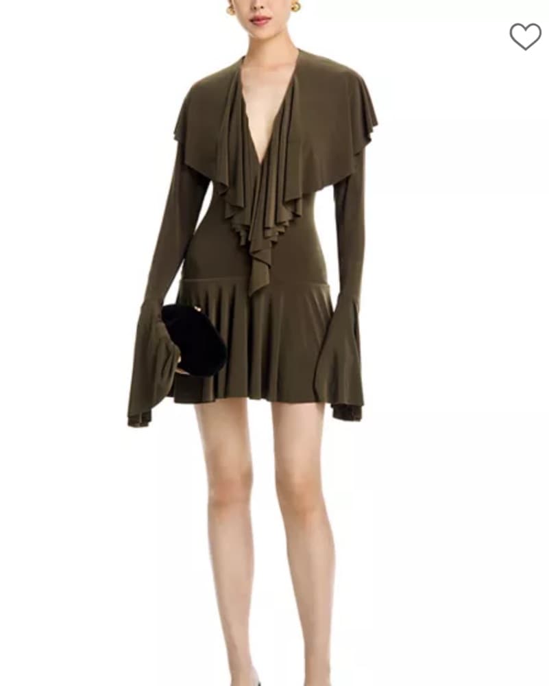 Norma Kamali Deep V Neck Ruffled Dress - Image 4