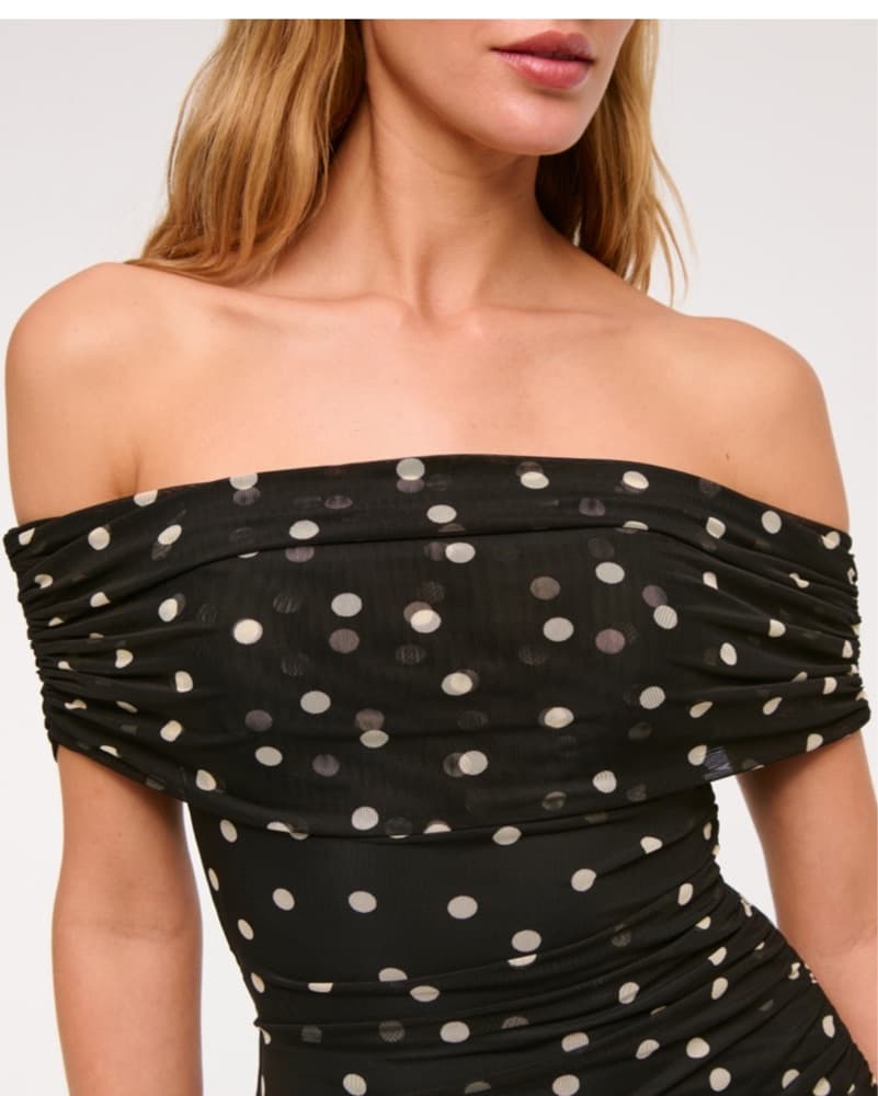 Polka Dot Draped Maxi Dress - Image 4