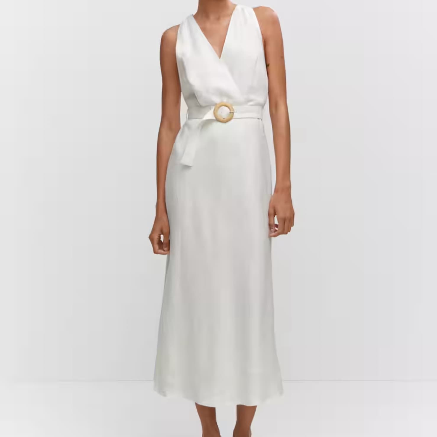 White Linen Midi Dress - Image 1