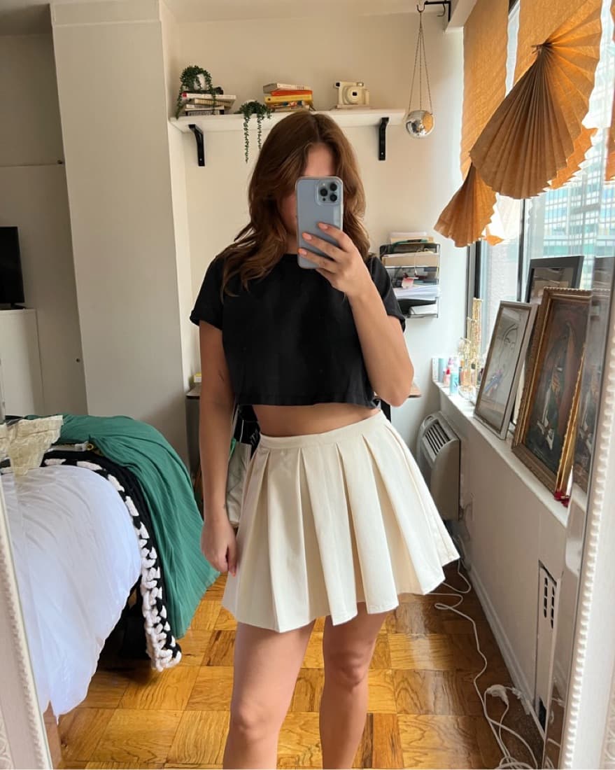 White Pleaded Mini Skirt - Image 1