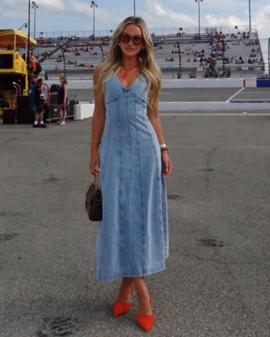 Denim Detailed Dress - Image 1
