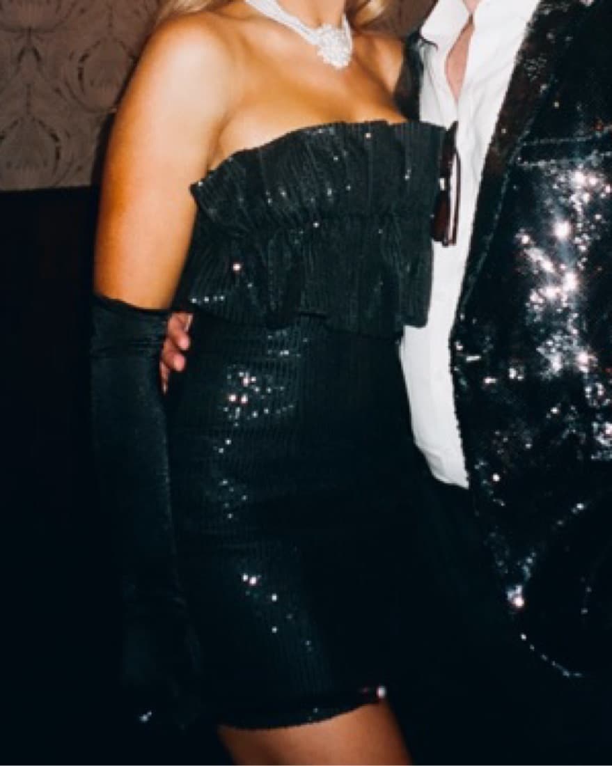 Strapless Sequin Black Mini Dress  - Image 4
