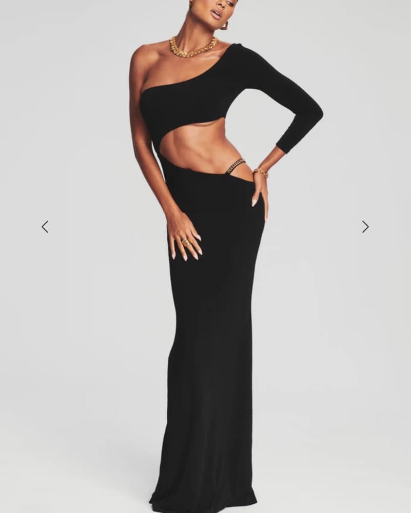 Black One Shoulder Cutout Gown - Image 2