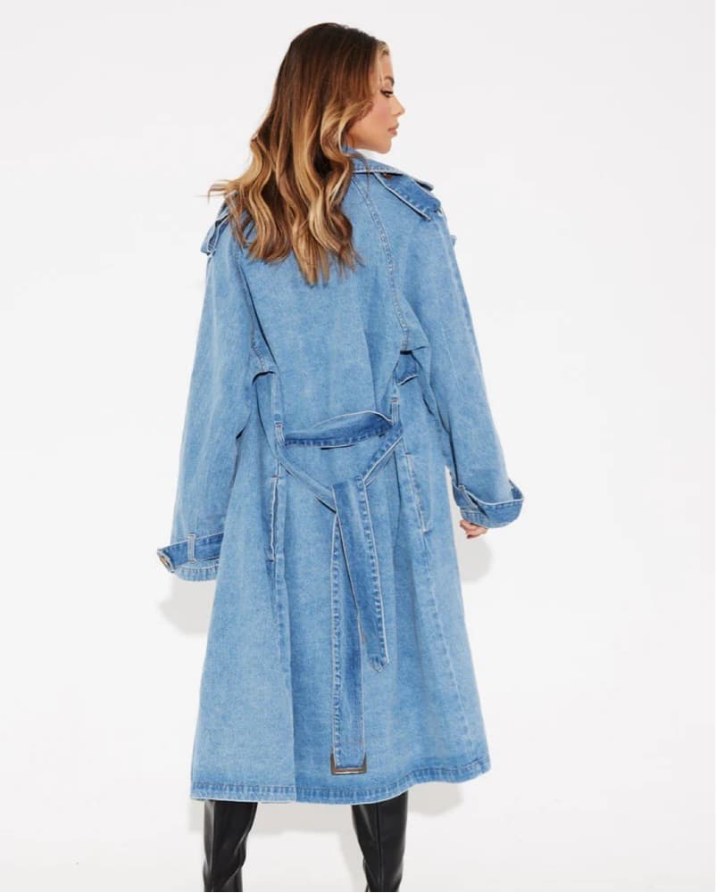 Bronze Snake Denim Trench Coat - Image 4