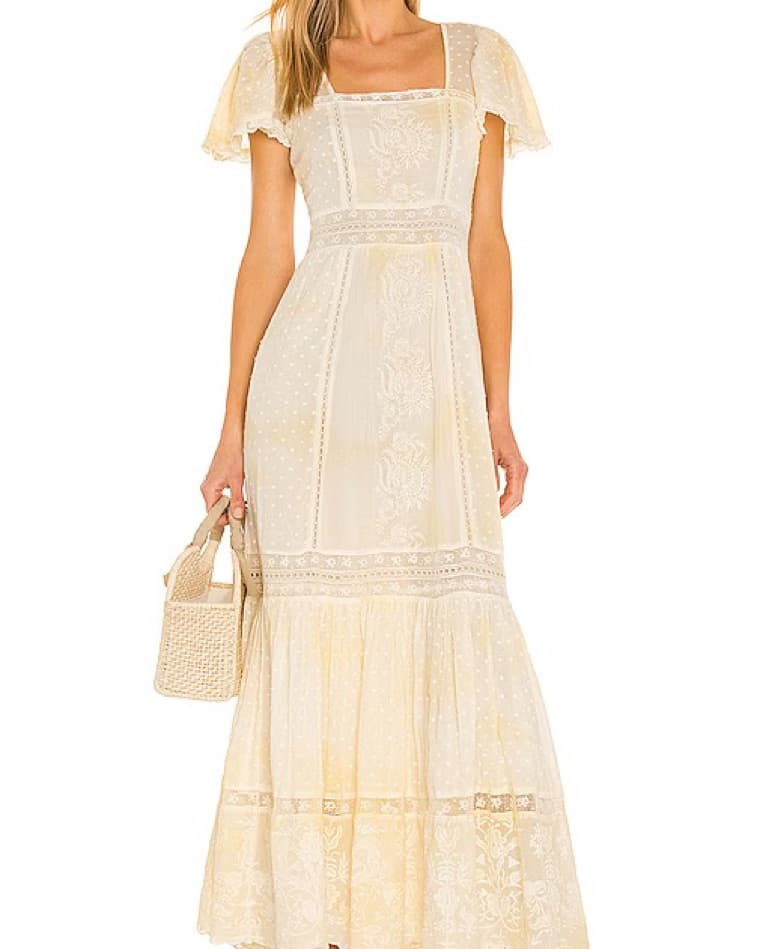 LoveShackFancy Norma Dress In Lemon Drop - Image 1