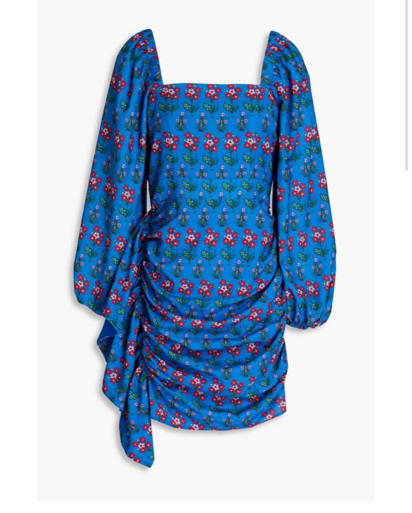 Rhode Mina Draped Floral Print Dress - Image 2