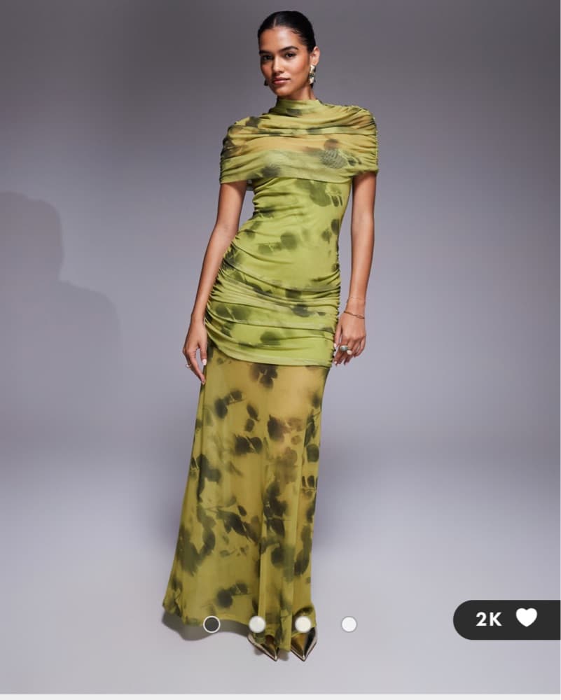ASOS Green Mesh Overlay Dress - Image 1