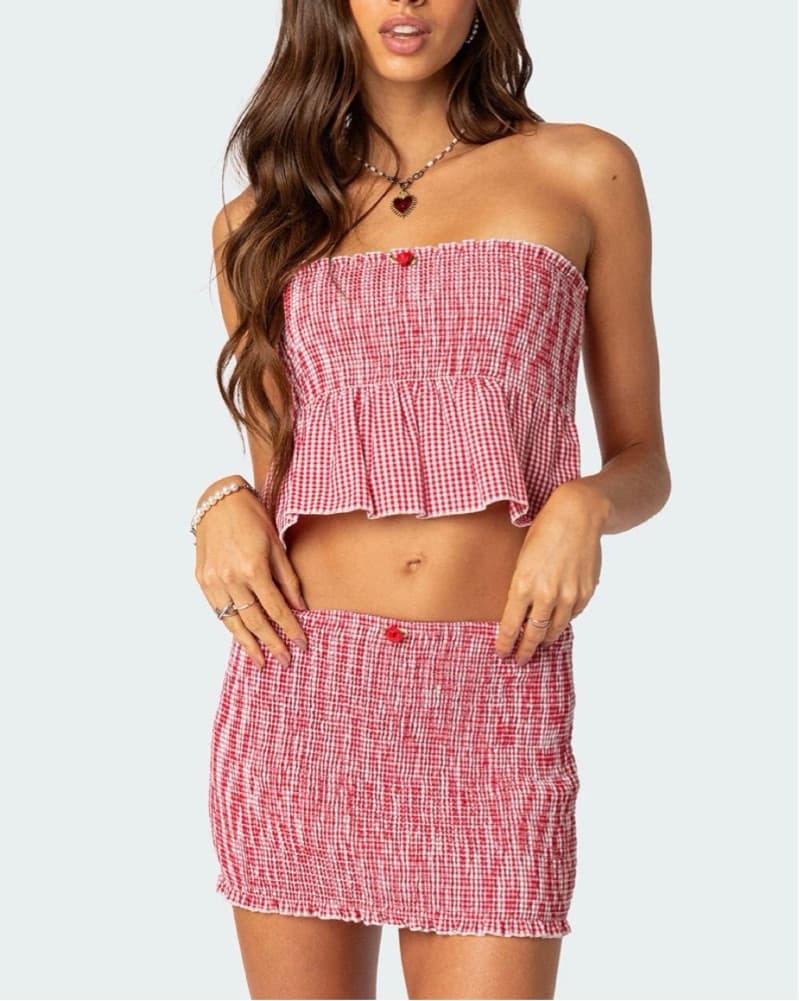 Red Gingham Two-Piece Set - Image 1
