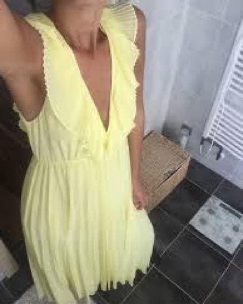 Zara Yellow Pleated Flow Maxi Dress - Image 3
