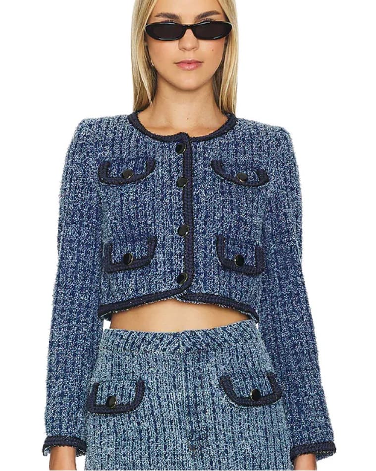 Self-Portrait Cropped Textured Jacket - Image 2