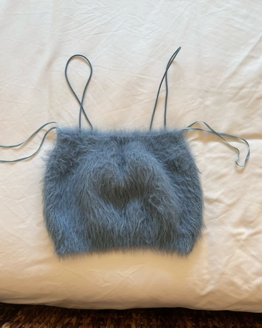 Blue Fuzzy Spaghetti Strap Crop top Zara - Image 2
