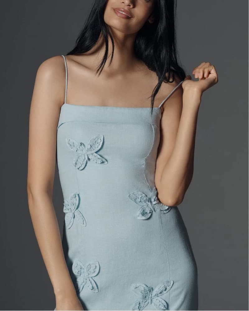 Anthro Linen Blend Appliqué Midi Dress - Image 2